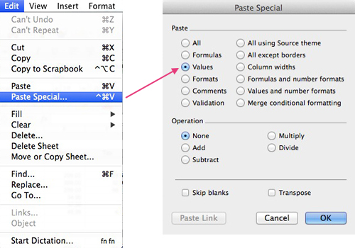 excel for mac shortcuts